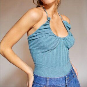 Urban Outfitters | Mila Sweater Halter Top Dusty Blue New Medium Versatile Layer